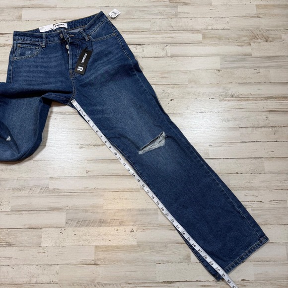 NWT RSQ High Rise Straight Leg Jeans Med Wash Distressed Button Fly Womens Sz 27 - Picture 4 of 9